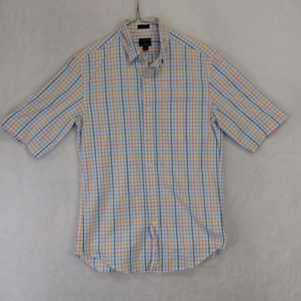 J.Crew Flex Washed Slim Fit Plaid Short Sleeve Button Down Shirt Small Multi